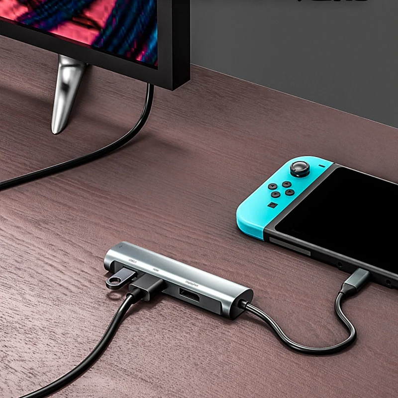 

USB C HUB 4 in 1 Docking Station Includes Display Port + HDMI + VGA+USB 2.0 for PC Laptop