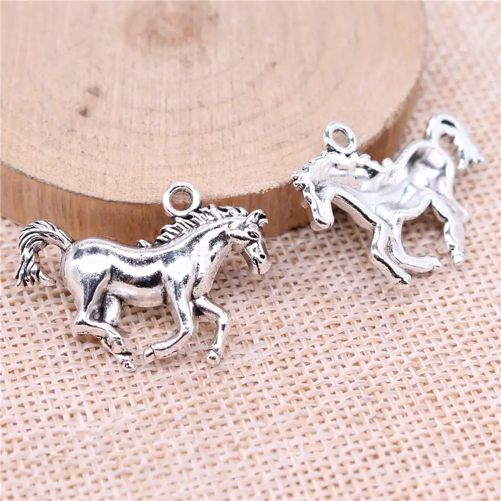 

Horse Charms For Jewelry Making Findings Handmade DIY Craft 5pcs Antique Silver Color 30x22mm