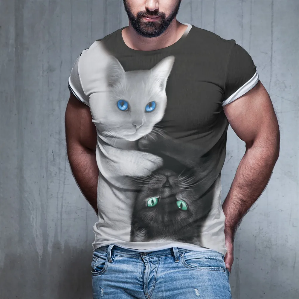 Модная 3d футболка с животными полноцветная милым котом для мужчин и женщин