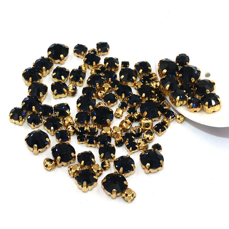 100 шт./пакет смешанные размеры чернила синее стекло стразы одежда свободные