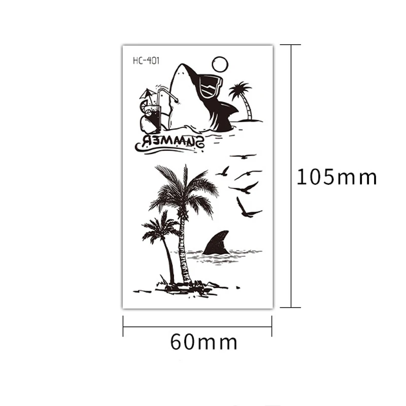 Водостойкие временные татуировки с черными линиями цветы перо животные тотем