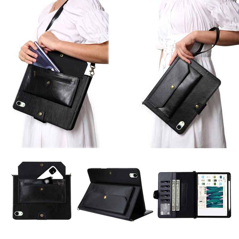 

Кожаный чехол-книжка для iPad Mini6 2021 дюйма, с ремешком на руку и подставкой