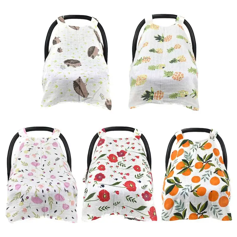 

Muslin Car Seat Cover Baby Carseat Cotton Gauze Canopy Lightweight Breathable Carrier Tent for Boys Girls Shower Gifts