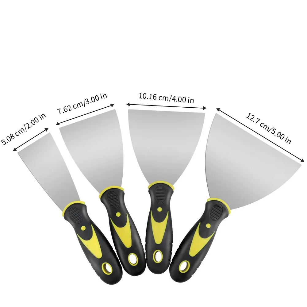 

4PCS Wallpaper Scraper Metal Steel Paint Scraper With Anti-Slip Handle Plastering Tools Putty Knife Set With Bag Scraper Blade