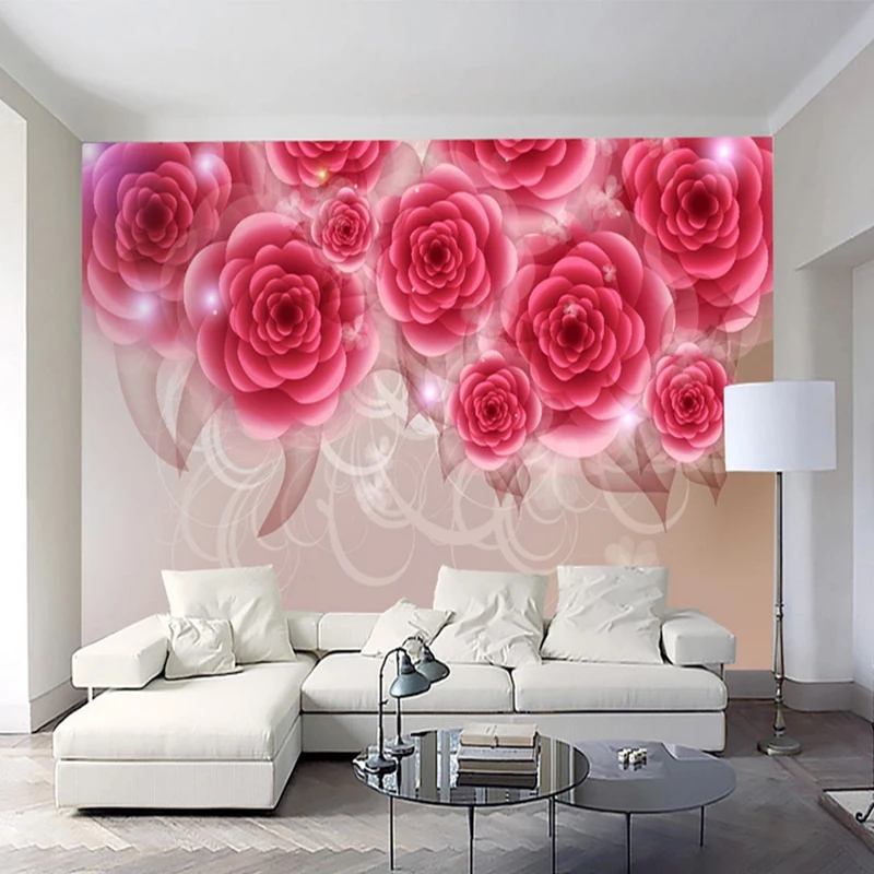 

3d Floral Wallpaper Red Rose Wallpaper Flower Romantic Living Room Wall Mural