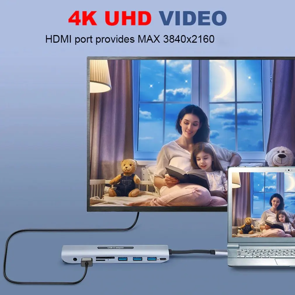 USB C док-станция thunderbolt 3 Type-c к HDMI VGA TF SD карта с 5 AUX аудио jack HD конвертер адаптер |