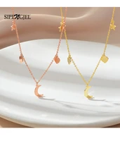 sipengjel fashion creative metal glossy heart pendant neckalce hip hop punk chore necklace for women jewelry 2021