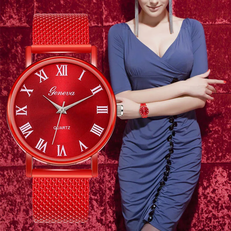 Женские Классические наручные часы с большим циферблатом и пластиковым