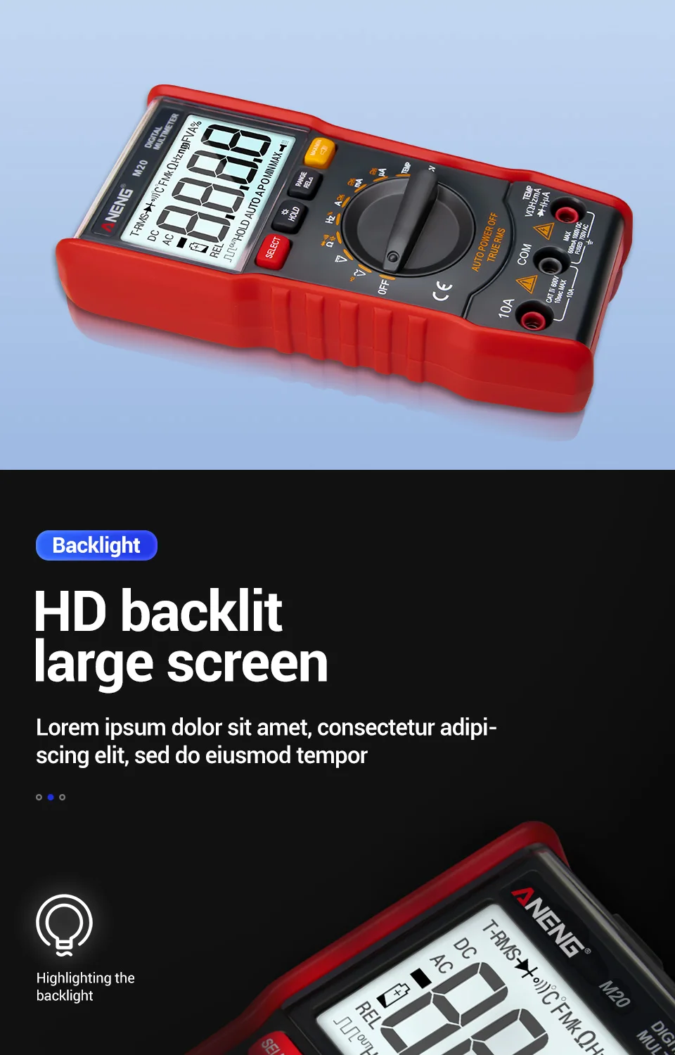 ANENG M20 мультиметр цифровой тестер 6000 отсчетов digital multimeter цифровой Мультиметр токовые клещи transistor tester esr тестер транзисторов амперметр автоматический dc dc мультиметры цифровые конденсатор тестор