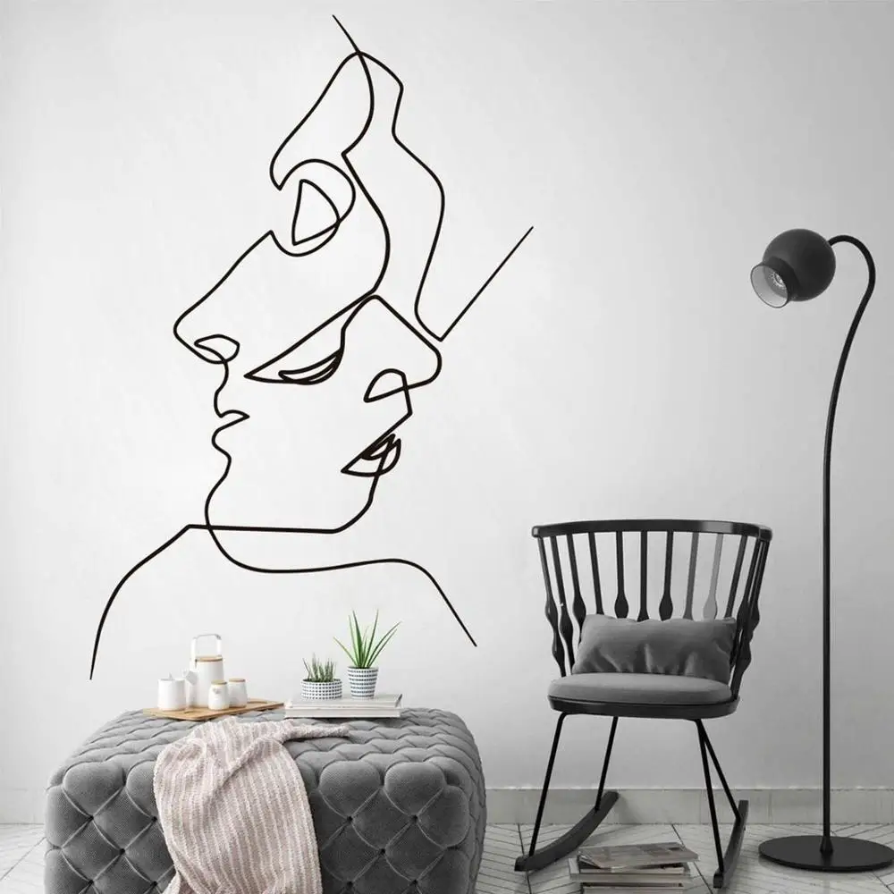 

Makeyes Face Line Wall Sticker Monder Salon Beauty Art Design Wall Decal Woman Face Livingroom Home Decoration Wall Decor Q357