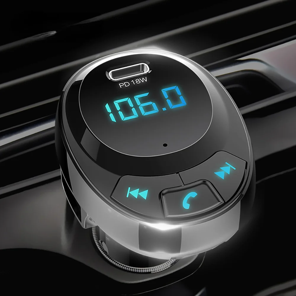 

Зарядное устройство для автомобильного MP3-плеера, FM-передатчик громкой связи Bluetooth PD 18 Вт, автомобильное зарядное устройство для телефона дл...