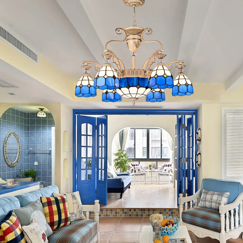 Скандинавский светодиодный подвесной светильник Tiffany для спальни прикроватный