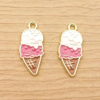 10pcs 10x20mm enamel ice cream charm for jewelry making earring pendant bracelet necklace accessories diy craft material