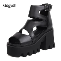 gdgydh high quality punk style platform summer sandals shoes women increased thick heel fashion trend street shoes metal buckle