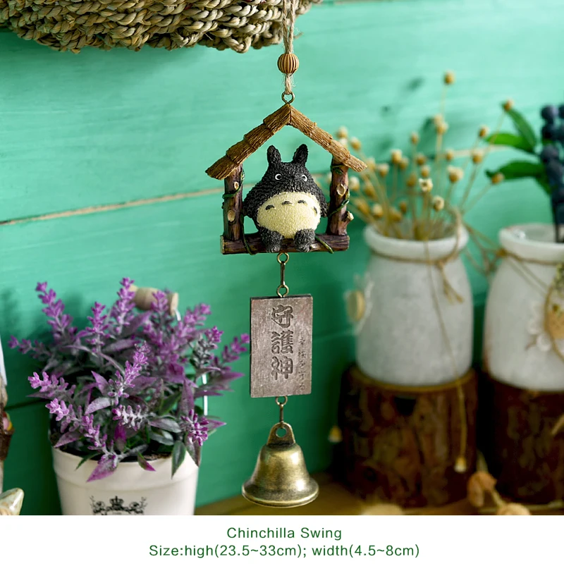 DIY Totoro wind chime, детское украшение для дома, милая Девичья комната, украшение для дома, колокольчик, подвеска, подарок на день рождения, смола, животный колокольчик s