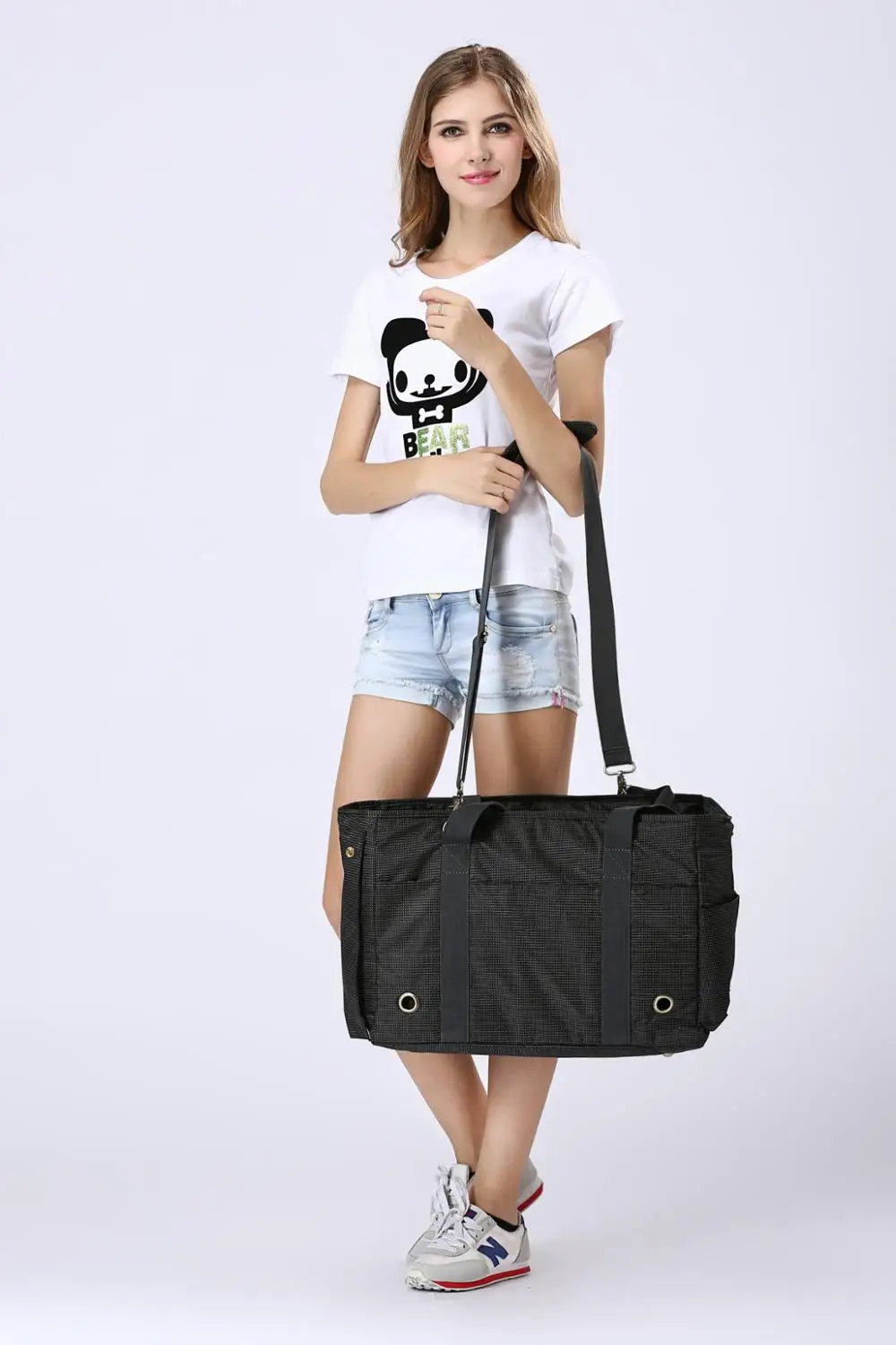 Сумка-переноска для собак и кошек Нейлоновая Сумочка из черного жаккарда с