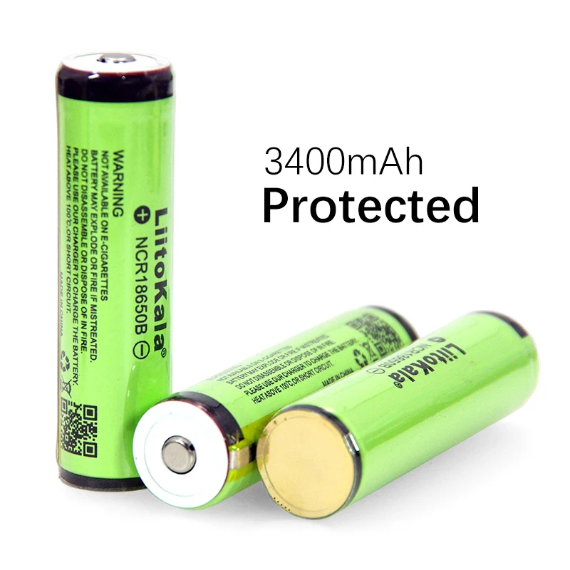 

New Liitokala 18650 3400mAh 3.7V Rechargeable Lithium Battery For Flashlights Plus Protection Board Free Shopping