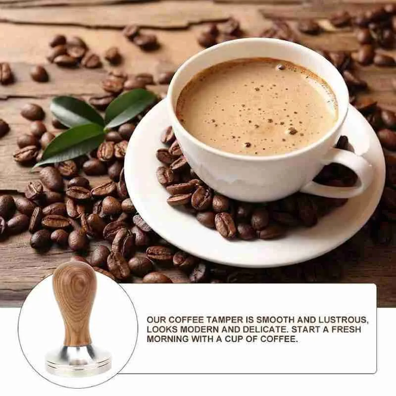 

51/58mm Tamper For Coffee Wooden Handle Coffee Powder Bar Pattern Kitchen Tools Hammer For Coffee Tamper Accessories Leopar N9D9
