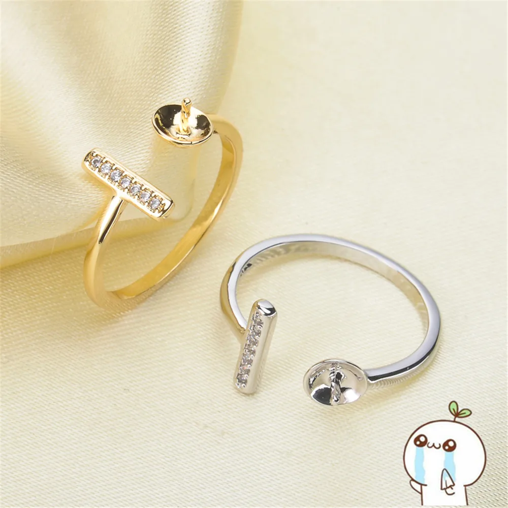 

Pearl Ring Settings, Fashionable Ring Findings, Adjustable Size 925 Silver Ring Jewelry DIY making No Pearl