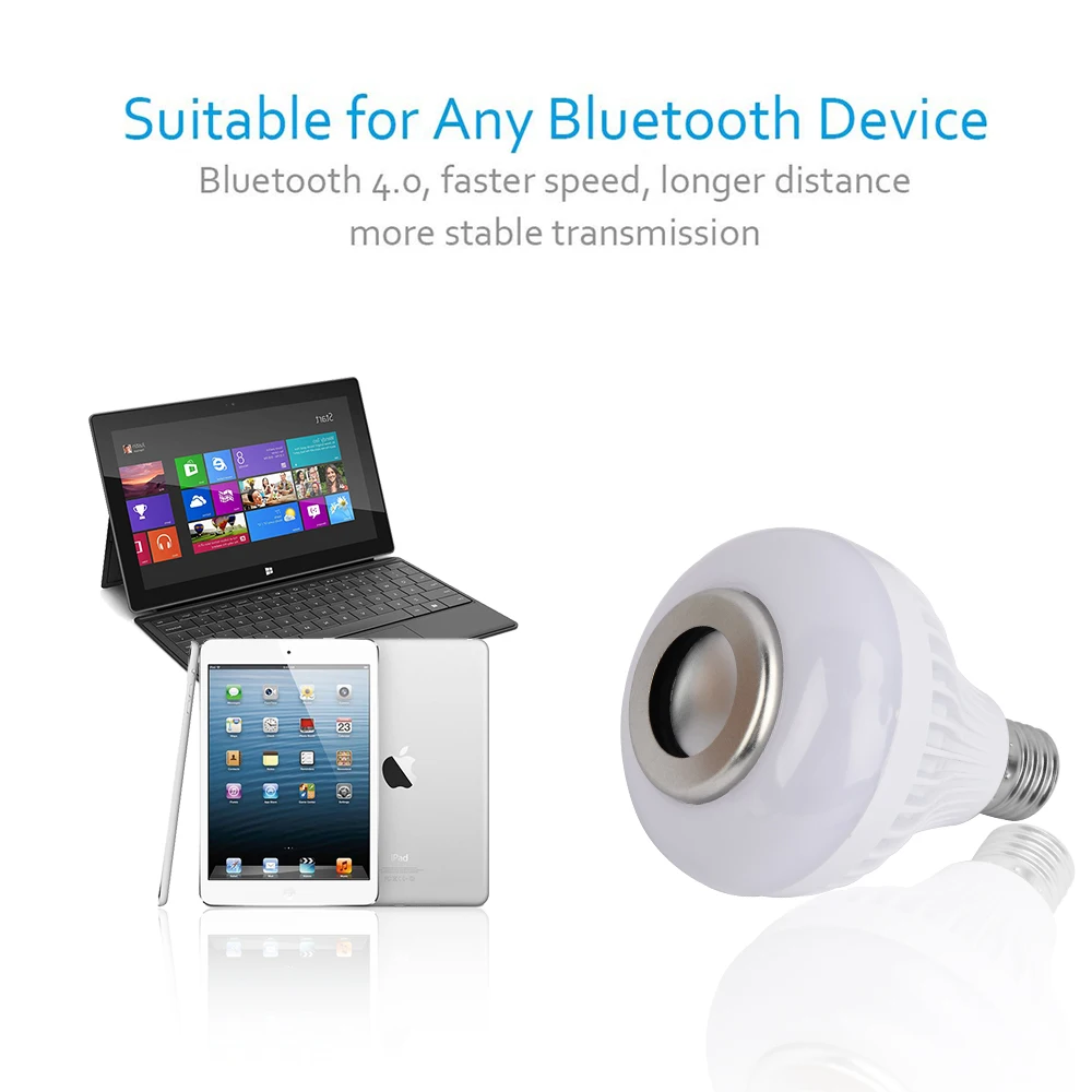 Умный E27 RGB bluetooth динамик светодиодный светильник 12 Вт музыкальный плеер Регулируемая Беспроводная лампа Высокая яркость Светодиодный точечный светильник Bombilla