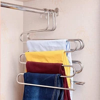 2 pieces stainless steel trousers pants hanger jeans belt scarf drying rack clothing wardrobe storage organization