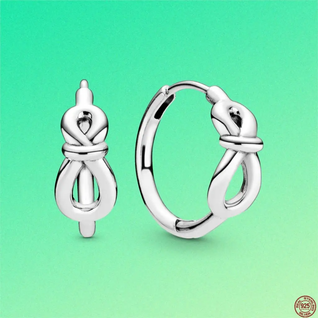 

Женские серьги-кольца из серебра 2020 пробы, с узлом бесконечности