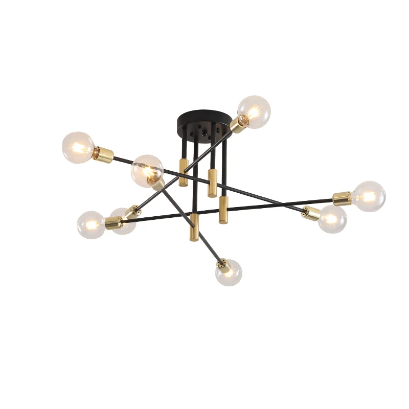 

ZISIZ Modern Nordic E27 Black LED Chandelier Lighting Edison 2/4/6/8/10 Lights Chandeliers Indoor Light Fixtures Bedroom Lamp