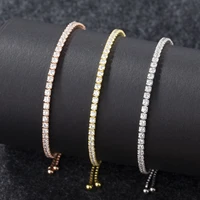 925 sterling silver tennis bracelet fashion simple silver inlay cubic zirconia adjustable bracelet for women girls gifts