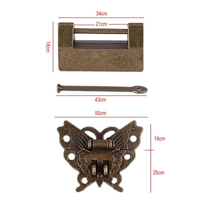 3 Set Small Vintage Lock with Key &amp Butterfly Latch Hasp Screws for Cabinet Jewelry Box Gift | Обустройство дома