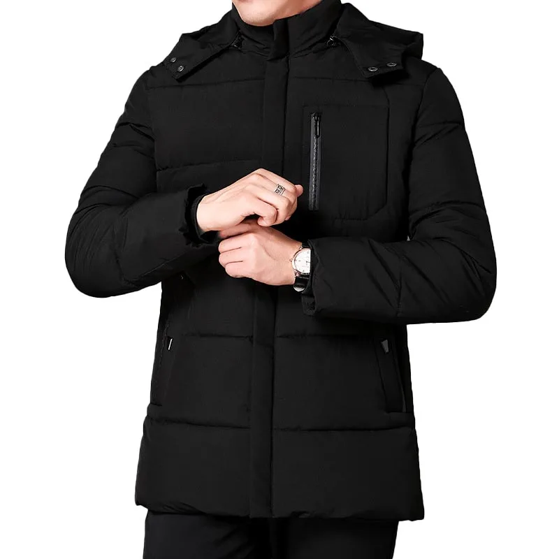 New Men's Winter Down Jacket High Quality Thick Winter Middle-Aged Warm Long Coat Cotton Clothes Men Parkas