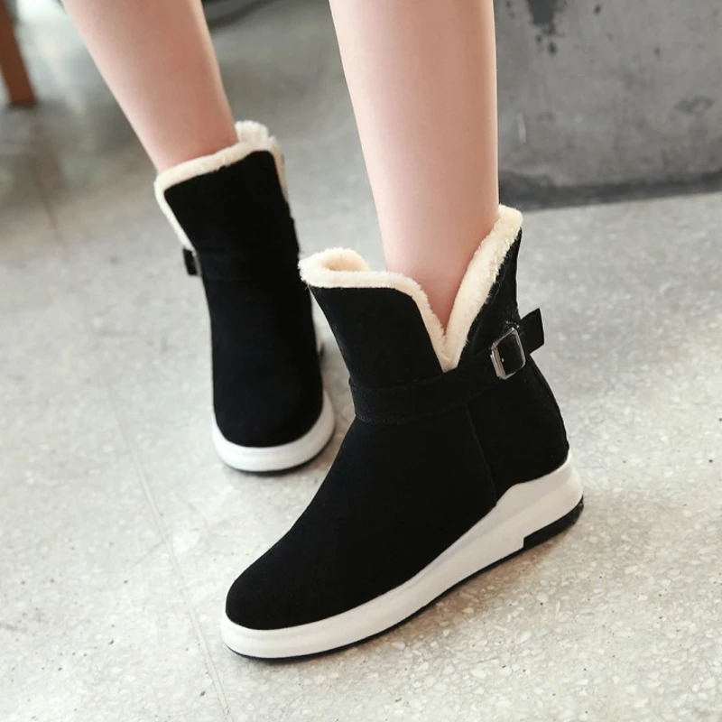 Haoshen/женские ботильоны зимние теплые ботинки на плоской подошве обувь из