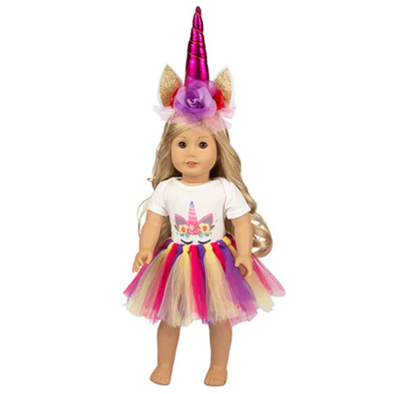 

Doll clothes for 45 cm American doll accessories Fashion white princess dress veil skirt Christmas gifts for kids