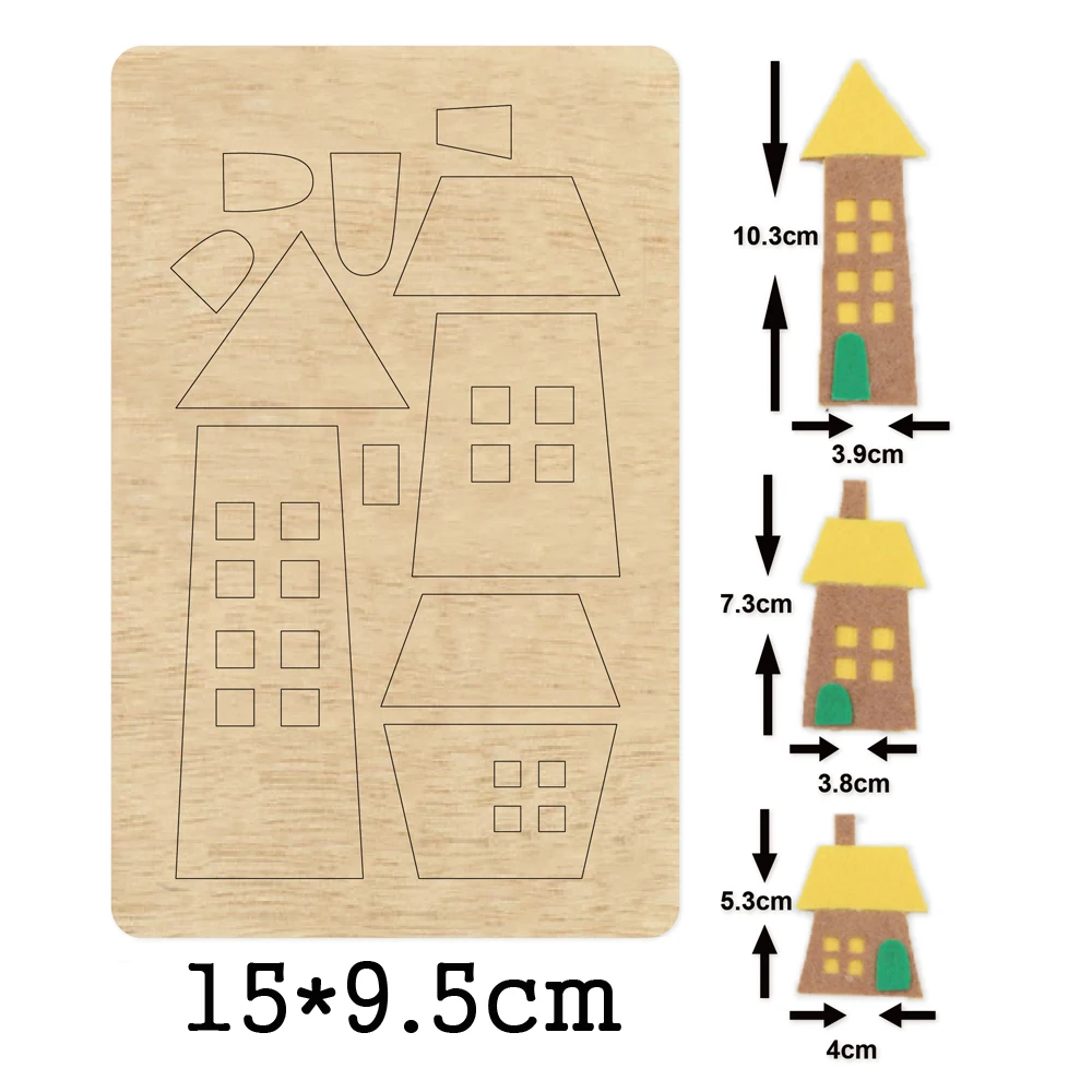 

Christmas Castle Wooden Mold 3 Houses Wood Dies For DIY Leather Cloth Paper Craft Fit Common Die Cutting Machines on the Market