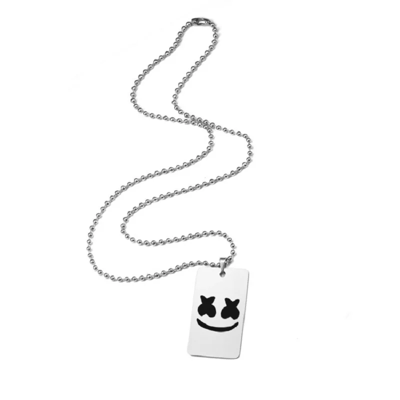 Горячая Распродажа, хип-хоп Электронная музыкальная звезда Marshmello, тег из нержавеющей стали, хлопковое конфетное ожерелье для диджея