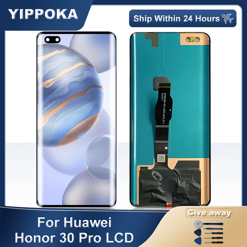 Pantalla LCD de repuesto para m&oacute;vil, piezas de repuesto para Huawei Honor 30 Pro Digitalizador de pantalla t&aacute;ctil, 6,57 pulgadas, EBG-AN00-0