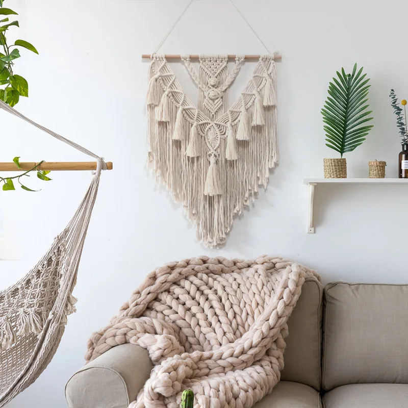 

PATIMATE Macrame Wall Hanging Tapestry Wall Decoration Cotton Bohemian Handmade Woven Home Decoration Beautiful Gifts 55x70cm