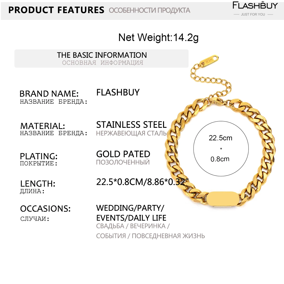 

Flashbuy Fashion Stainless Steel Cuba Thick Chain Bracelet Women Male Fashion Gold Color Bracelets Minimalist Jewelry