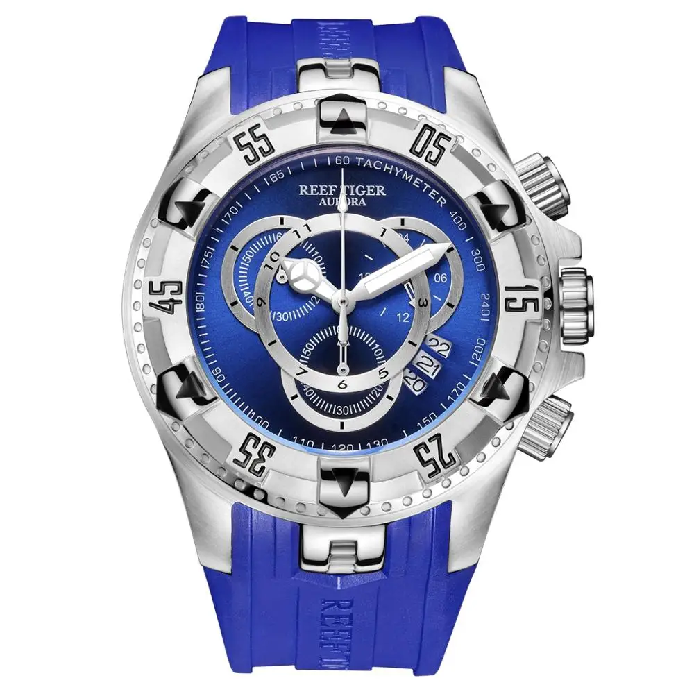 Мужские спортивные наручные часы мужские кварцевые Риф Тигр хронограф