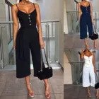 Женский комбинезон с открытой спиной, повседневный свободный однотонный тонкий комбинезон без рукавов, лето 2021