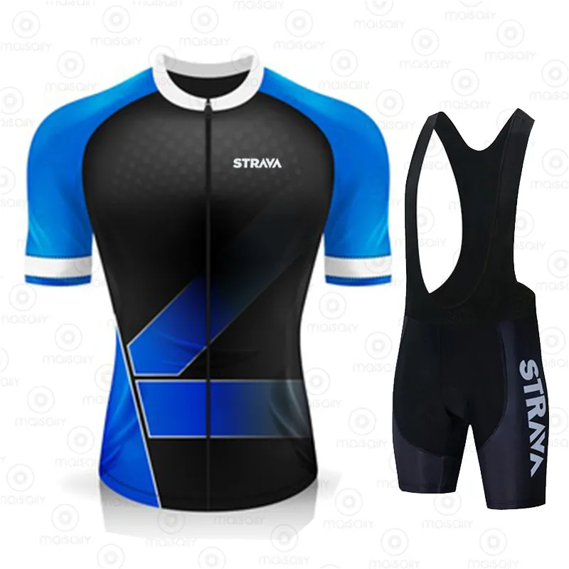 

Strava Cycling Jersey Kit Bicycle Short Sleeve Ralvpha Men Bike Bib Shorts Clothes Maillot Cycling Sets Clothing Ropa Ciclismo