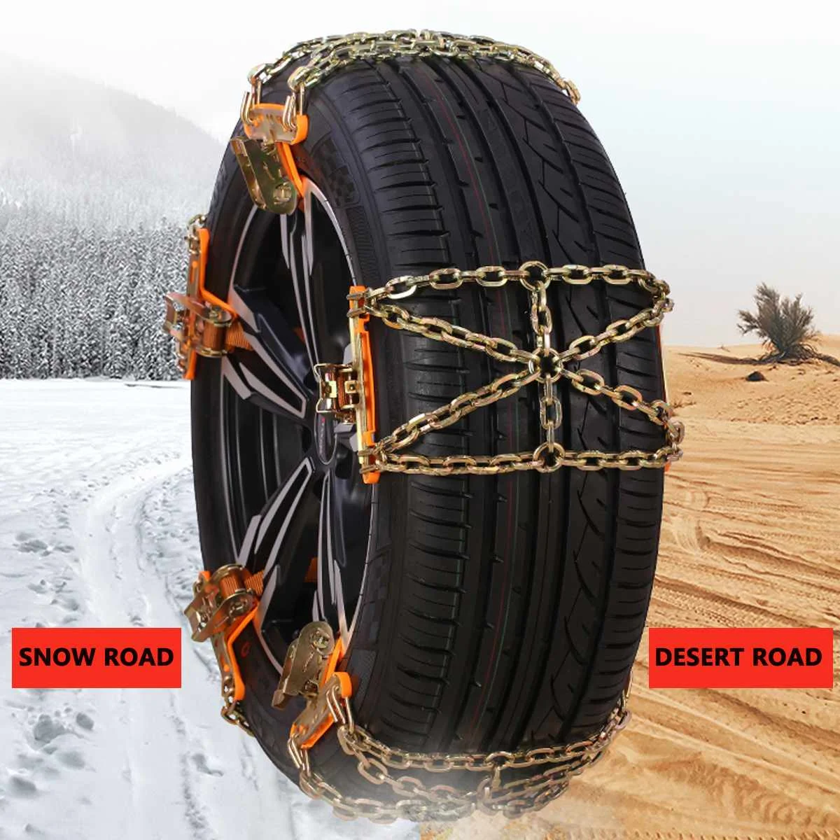 

1/2/4pcs Car SUV Tire Chains Tyre Ice Snow Chains Anti-skid Steel Wheel Chain Safety Belts Driving For Snow Ice Mud Road