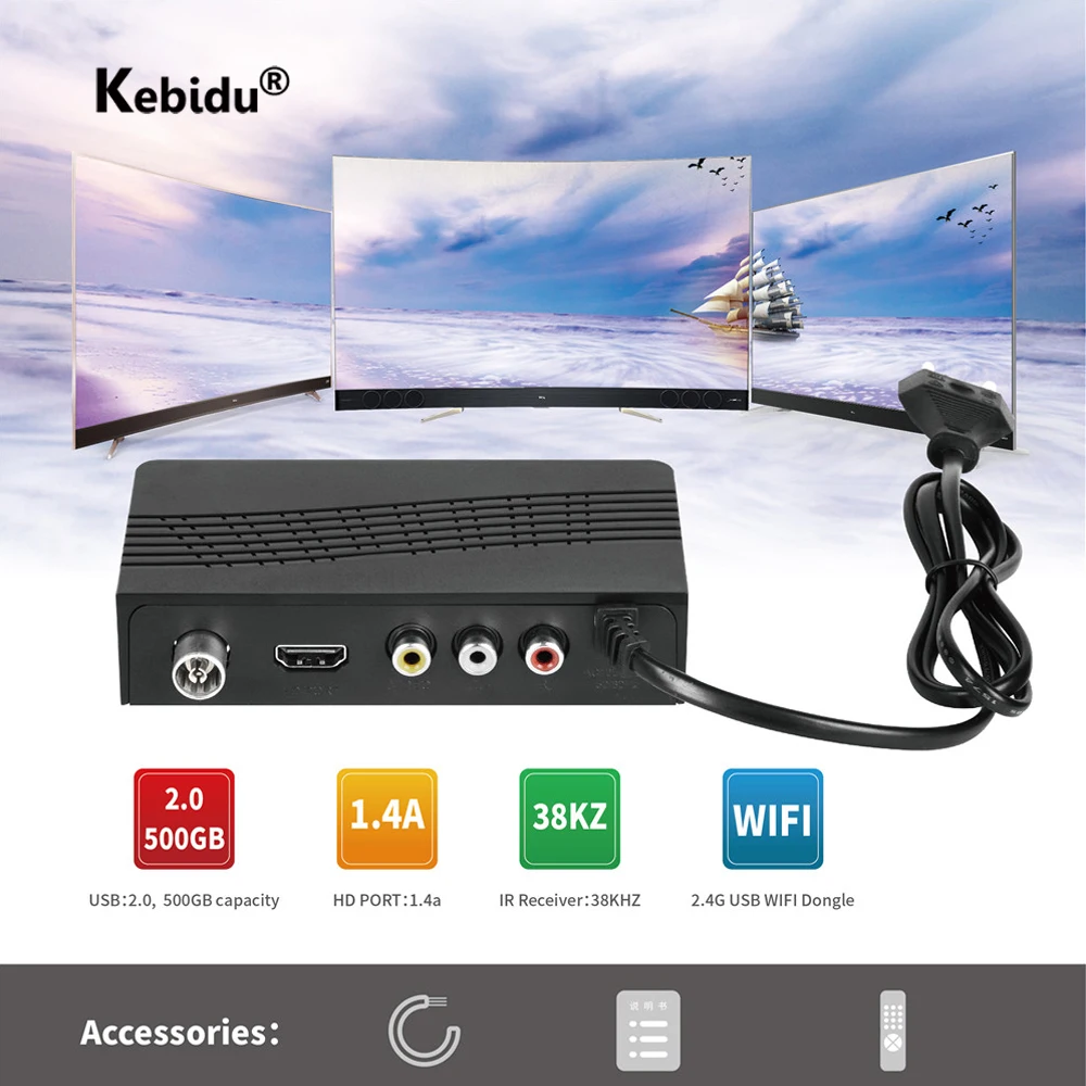 DVB T2 тюнер TV Box Full HD 1080P спутниковый декодер Поддержка Wi Fi Usb2.0 совместимому с HDMI ТВ