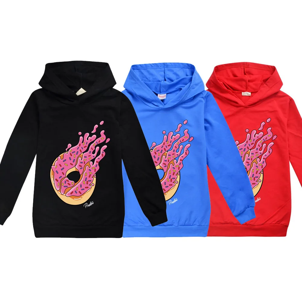 

2021 Детская толстовка для девочек, осенние толстовки для мальчиков, толстовка с длинным рукавом prestonplayz, футболка, топ, детская одежда для под...