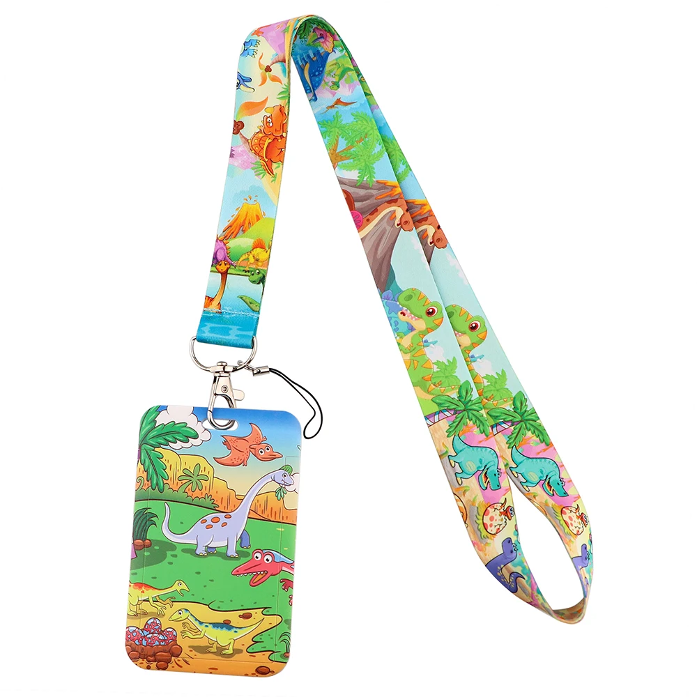 

Ransitute R2624 Dinosaur World Lanyard Card Holder Student Hanging Neck Mobile Phone Lanyard Badge Subway Access Card Holder