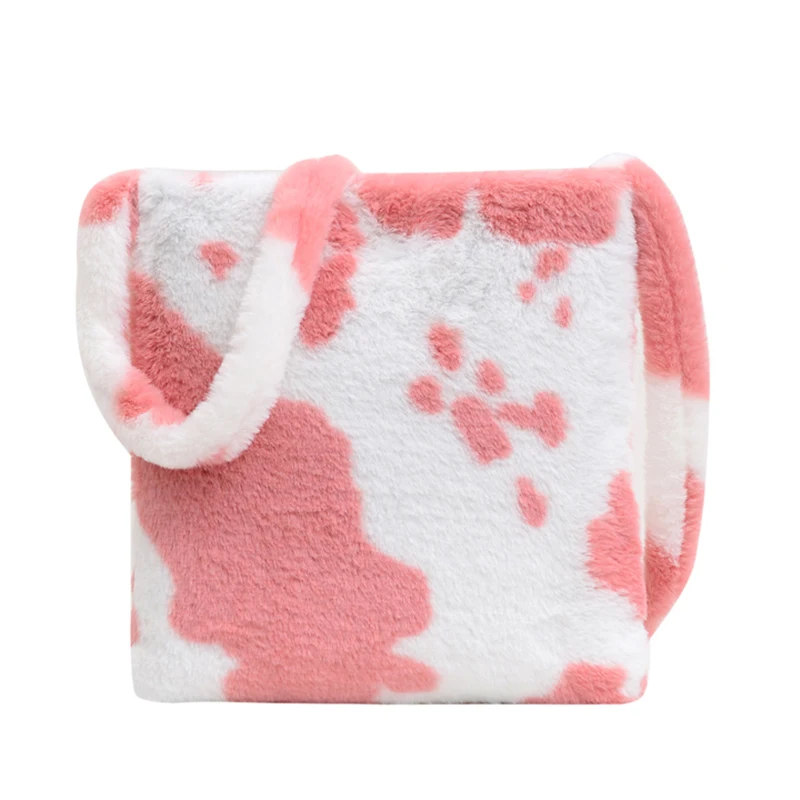 

2021 Fluffy Female Handbag small Fashion Leopard Print Crossbody Bag Women Plush Soft Casual Shoulder Messenger Bag