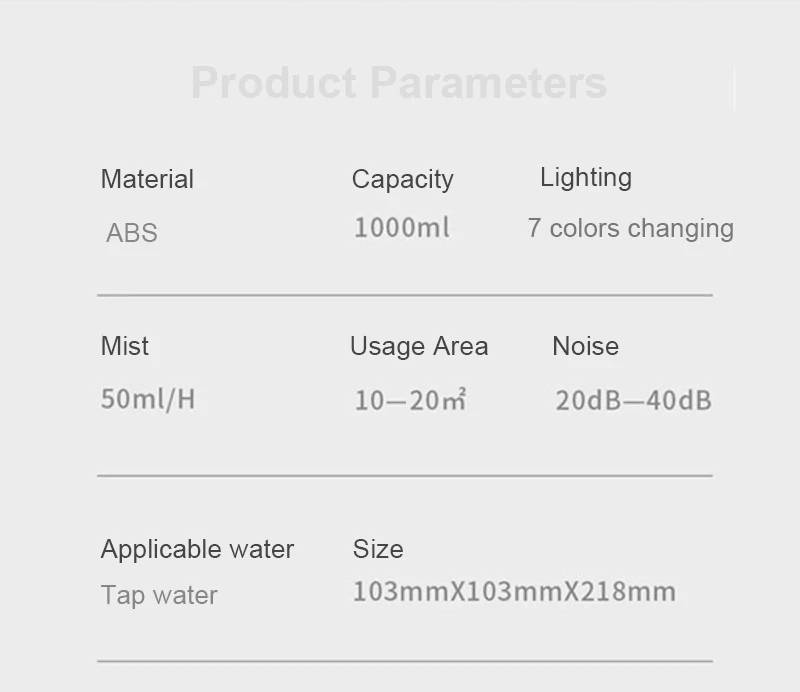 

USB Negative Lon Mute Aromatherapy Nebulizer For Household Use Air Humidifier Diffuser Mute 7 Color Night Light 1000ML