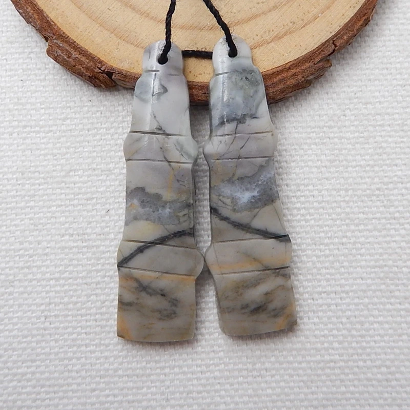 Распродажа 1 пара натуральный камень Пикассо яшма драгоценный для серег 45x13x4 мм 8 5