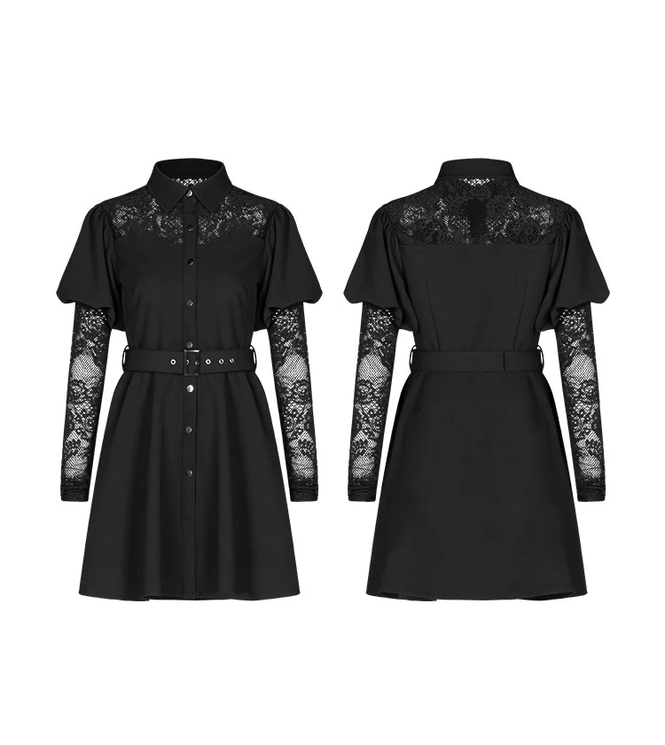 Женское платье-рубашка в стиле Панк RAVE готическое кружевное платье с