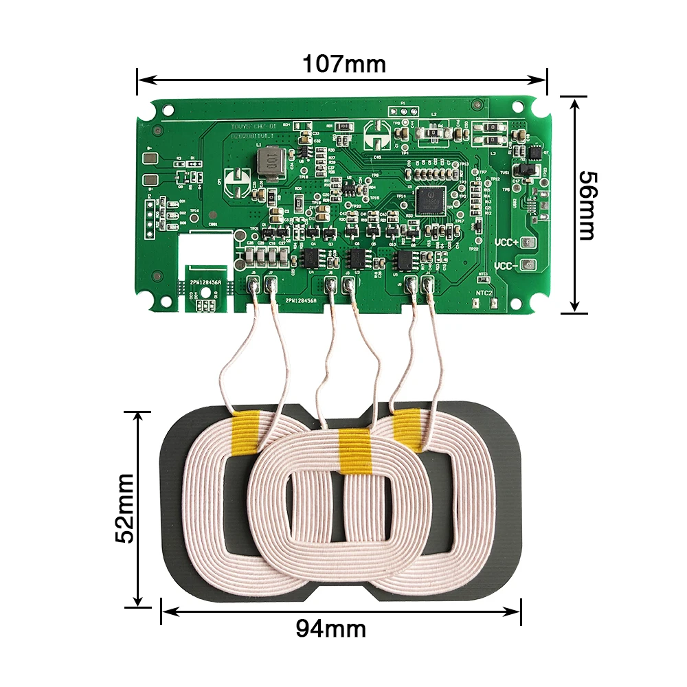 

3-coil 10W wireless charging PCBA fast charging 9V2A 5V1A DIY wireless charging station electronic furniture modification