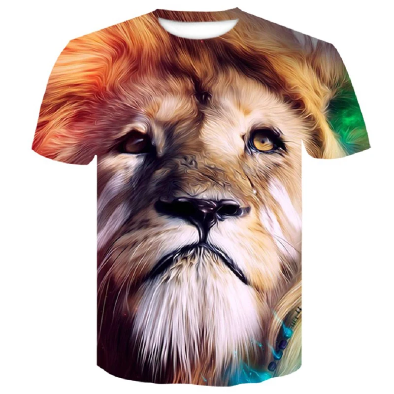 

Lion T-shirt men's 3D printed short-sleeved black shirt Harajuku hip-hop top plus size 6XL 2021 new arrival